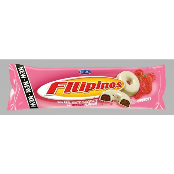 Filipinos White chocolate and berries flavour keksi 128g
