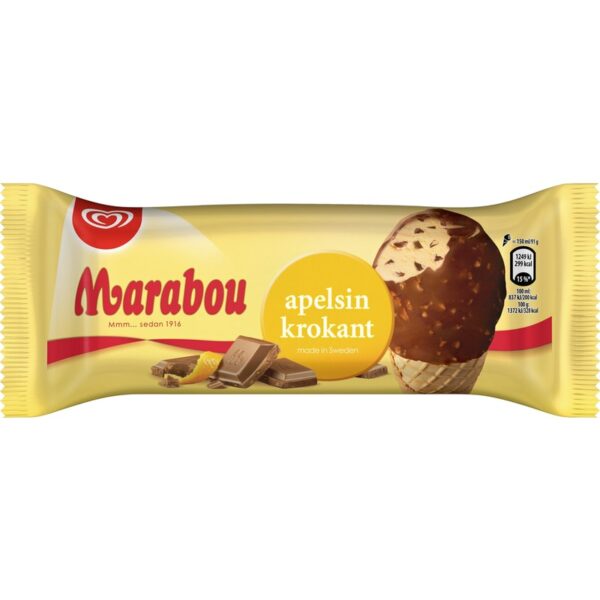 Heartbrand jäätelötuutti Marabou appelsiinikrokantti 150ml/91g