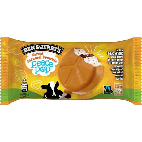 Ben & Jerry's jäätelöpuikko Salted Caramel Brownie Peace Pop 80ml/69g