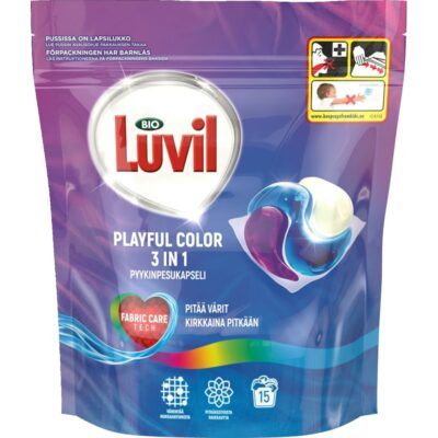 Bio Luvil pyykinpesukapseli 15kpl Playful Color 3in1