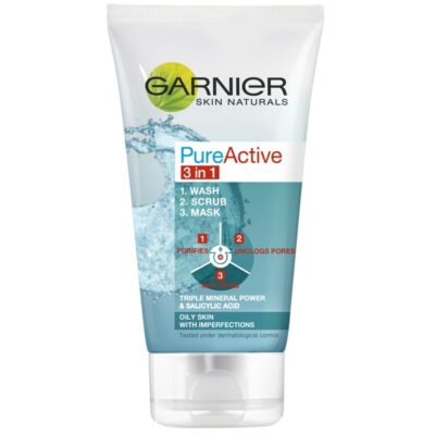 Garnier Skin Active Pure Active 3in1 kuoriva puhdistusnaamio 150ml