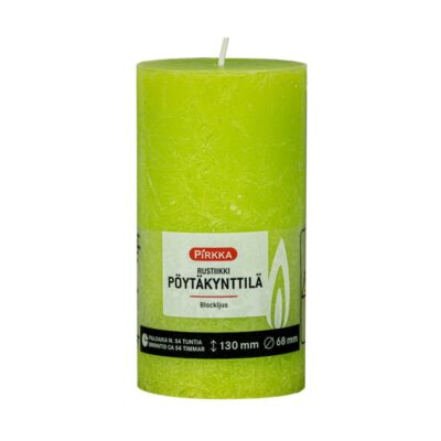 Pirkka rustiikki pöytäkynttilä lime 130x68mm n.54h