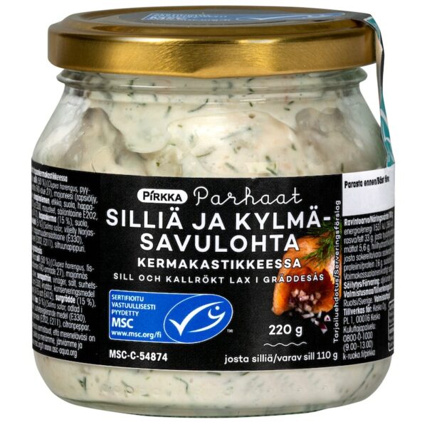 Pirkka Parhaat silliä ja kylmäsavulohta kermakastikkeessa 220g MSC