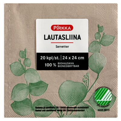 Pirkka lautasliina Euca vihreä biohajoava 24cm 20kpl