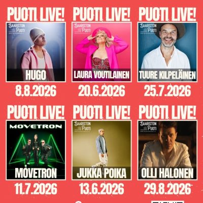 Puoti LIVE! 2026 lineup — 8 keikkaa kesällä 2026
