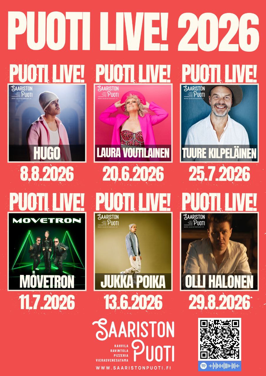 Puoti LIVE! 2026 lineup — 8 keikkaa kesällä 2026